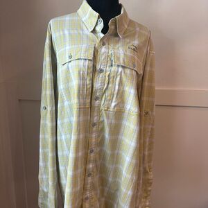 L.L. Bean Men's Light Yellow‎ Plaid Button Down Shirt